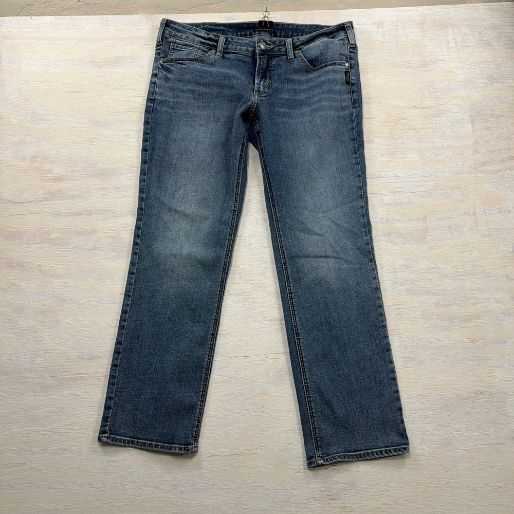 Silver Jeans Co. Tuesday Straight W34/L29 Mid Rise Medium Wash Denim Blue Women